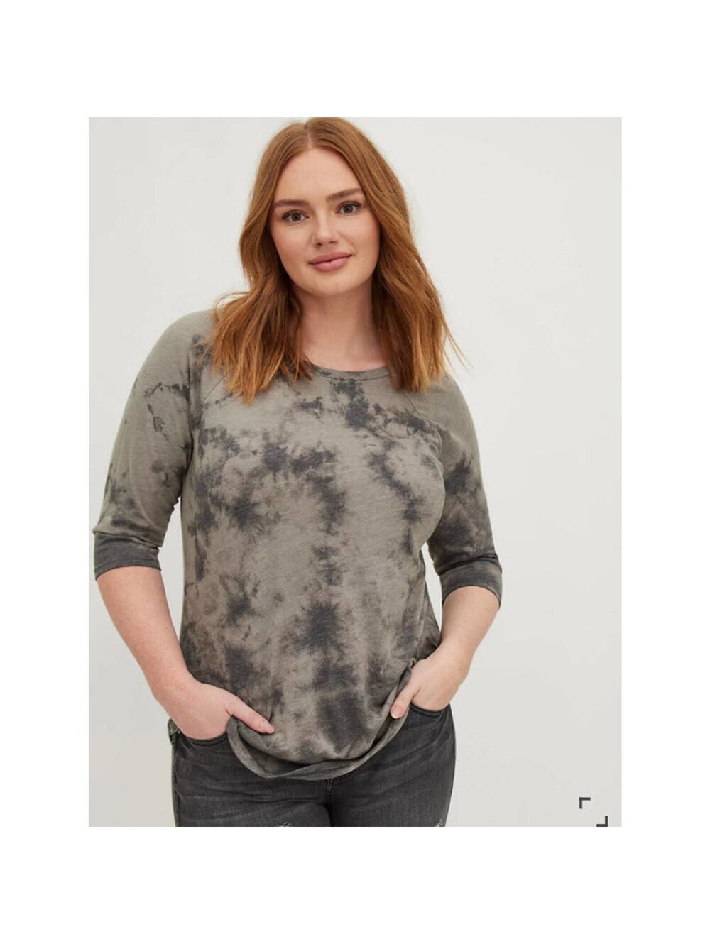 TORRID 4X TRIBLEND JERSEY SHADOW TIE DYE RAGLAN BASEBALL TOP